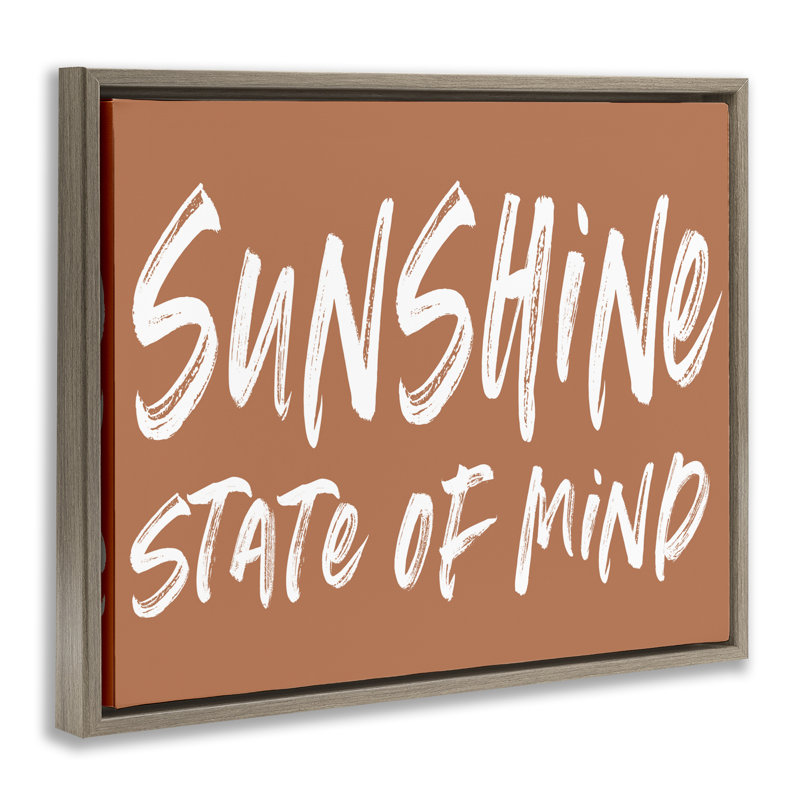 Cadre flottant Summery Sunshine State of Mind, design par lettré et doublé, H 17 po x l 21 po, Cadre flottant orme Montalcino