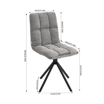 Set of 2 Chenille Upholstered Dining Chairs