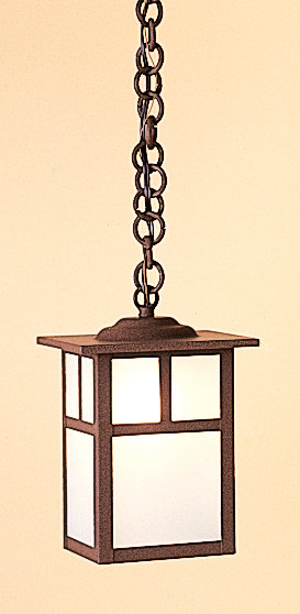 Lanterne suspendue d'extérieur 1 lumière Hylan, H 22,38 po x l 15 po / vide, Bronze, Mica amande