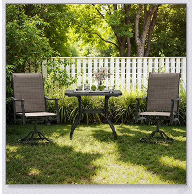 Ensemble de 2 chaises de patio pour l'extérieur, pivotant avec tissu textilène rembourré, tout confort et durabilité pour la cour, le balcon et le jardin