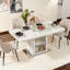 Table de salle à manger rectangulaire moderne de 47,24 à 63 po, extensible, avec plateau de table blanc imprimé et pieds de table de rangement -1246551438