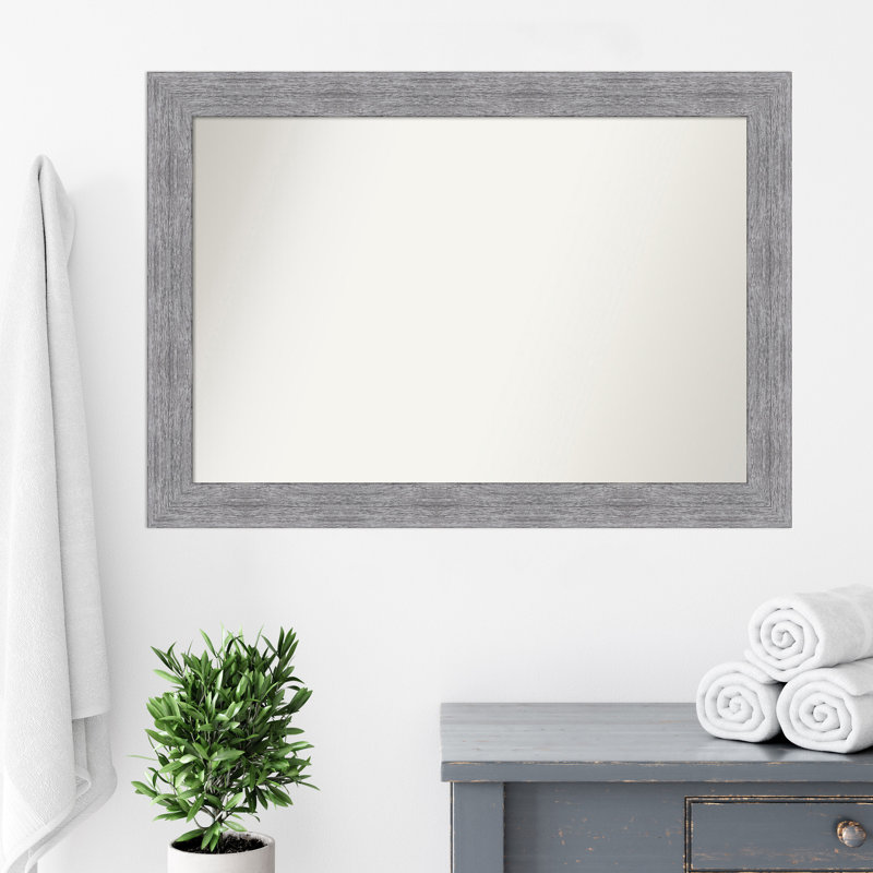 Bark Rustic Grey Bathroom Vanity Non-Beveled Wall Mirror, 29 " H x 41 " W