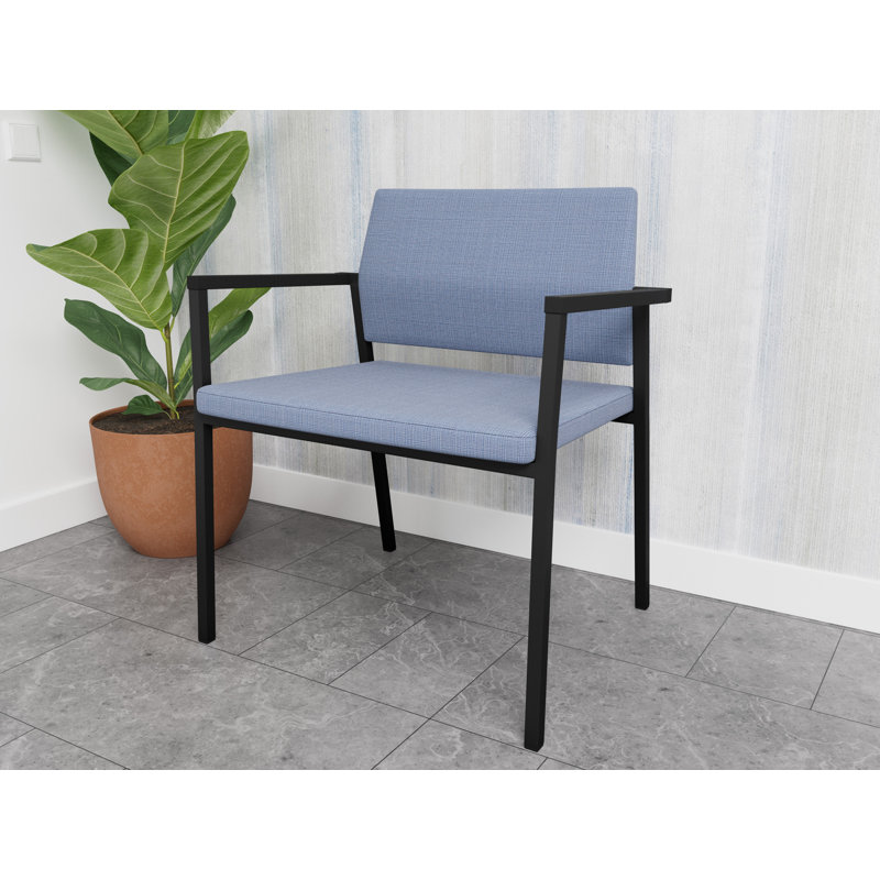 Fauteuil de réception Avon Rx, Noir, Vinyle Chambray clair marine