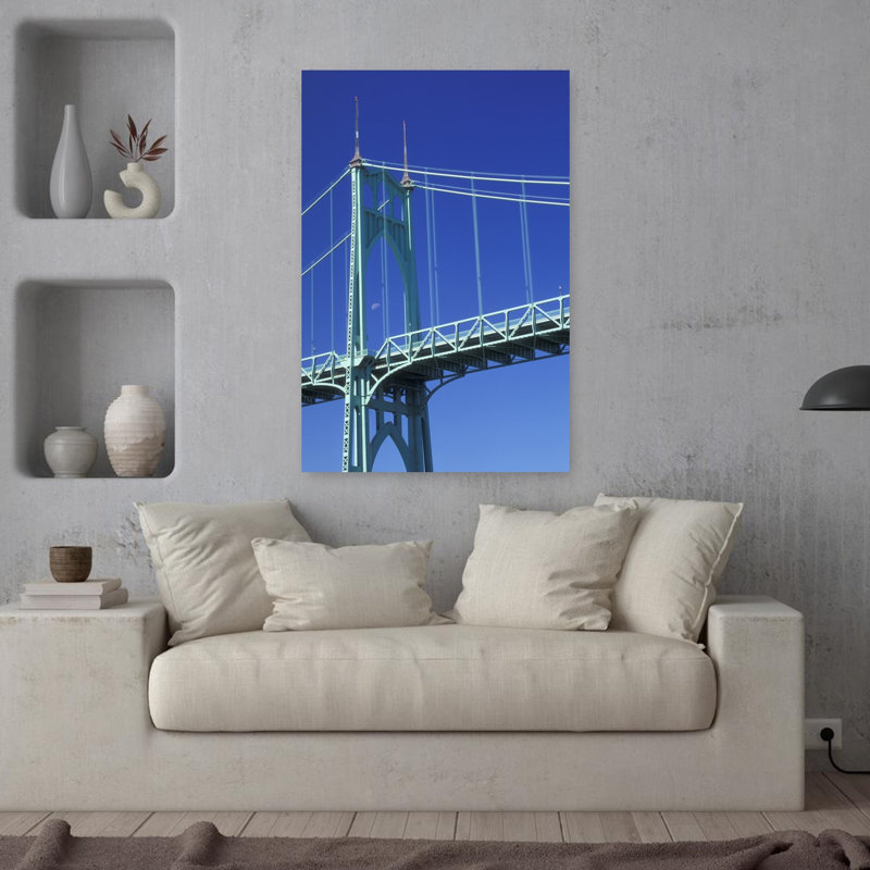 St Johns Bridge Cathedral Park Portland Oregon Classic Gothic Retro Architecture City Wall Art, H 36 po x l 24 po