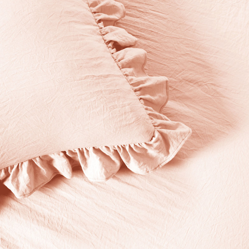 Reyna Microfiber Ruffle Skirt Bedspread Set, Blush, King Bedspread + 2 King Shams