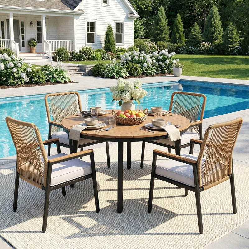 Outdoor Lounge Chair, Beige, Natural