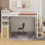 Lit mezzanine double en métal avec escalier de rangement et garde-robe-1642545661