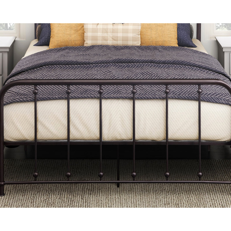 Lit plateforme double avec structure en métal bronze antique - Tête de lit et accents de couleur foncée pour la chambre à coucher
