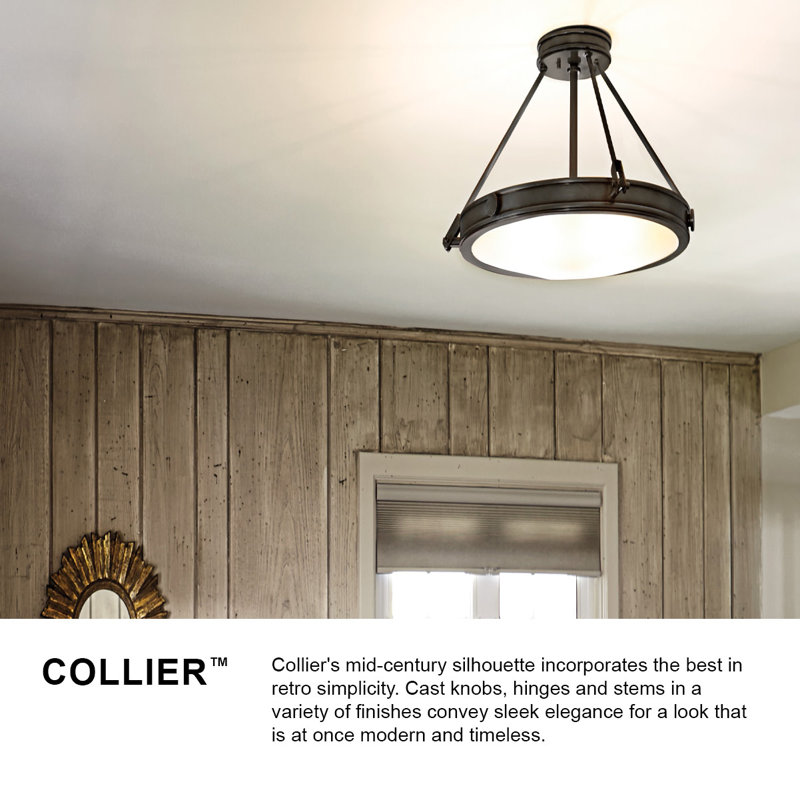 Collier Semi-Flush Mount Ceiling Light - Heritage Brass, Heritage Brass, Incandescent, 11.5"H x 22"W x22"D