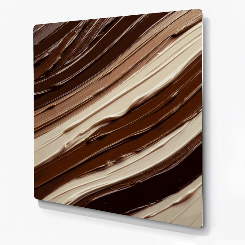 Art mural horizontal horizontal rayé beige brun chocolat brun
