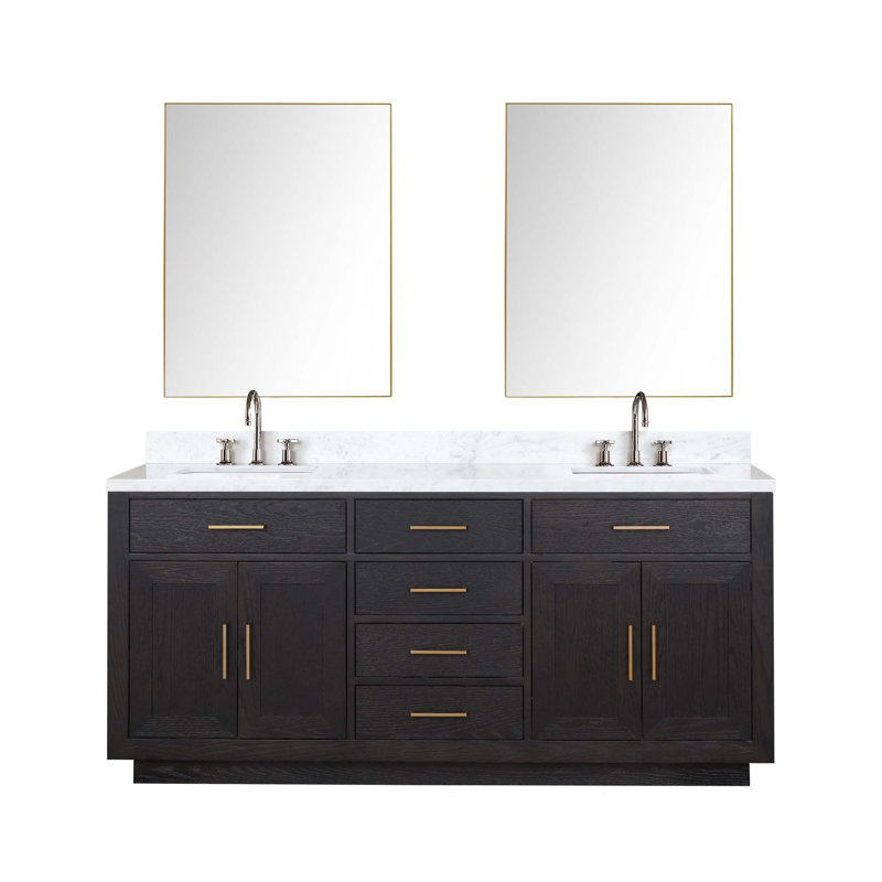Ensemble de meuble-lavabo double avec robinet et miroirs