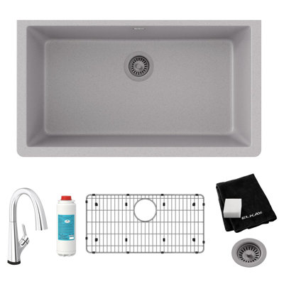 Évier de cuisine avec robinet encastrable 33 po x 18-7 / 16 po x 9-7 / 16 po