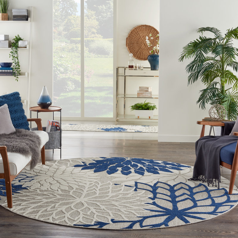 Floral Area Rug, Round 160cm