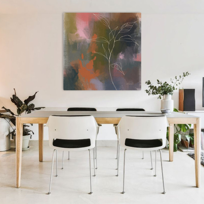 Art abstrait abstrait botanique contemporain, H 36 po x l 36 po