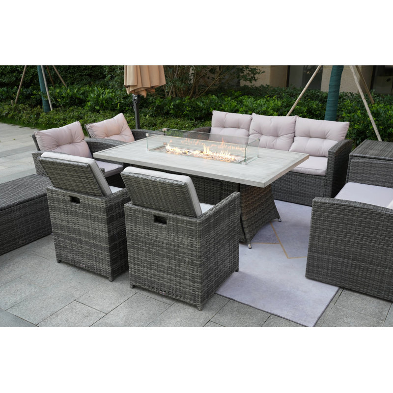 Alseepa 9 - Person Patio Conversation Set with Cushions