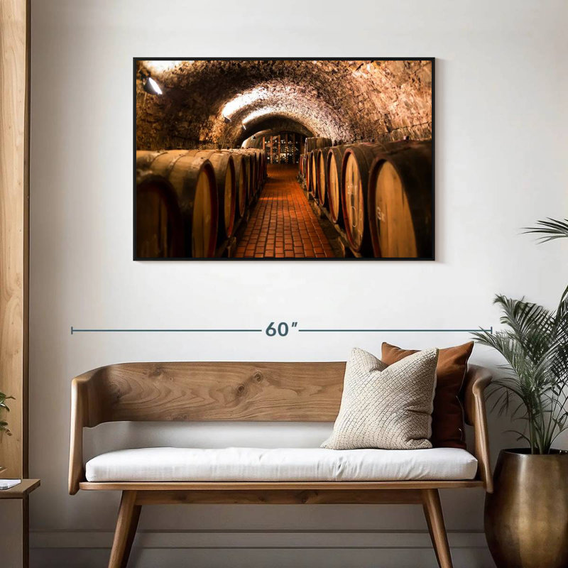 Barils de vin Winery, Cadre flottant noir, 43 po x 29 po