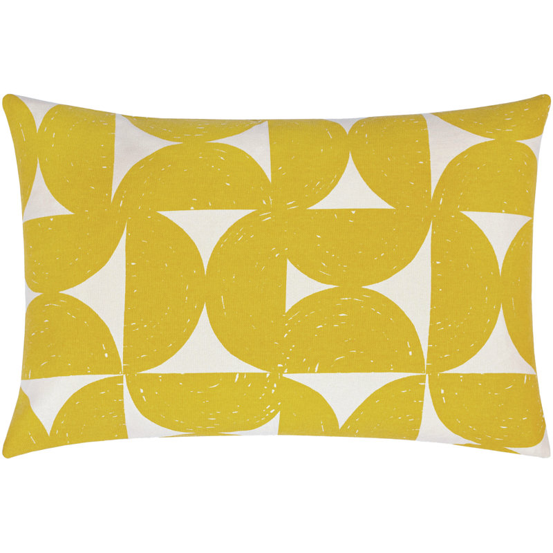 Frenk Geometric Cotton Lumbar Throw Pillow, Mustard/Beige, Down