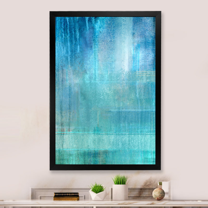«Blue Meets Turquoise Abstract Art II», reproduction d'art moderne et contemporaine sur toile, H 20 po x l 12 po x P 1 po