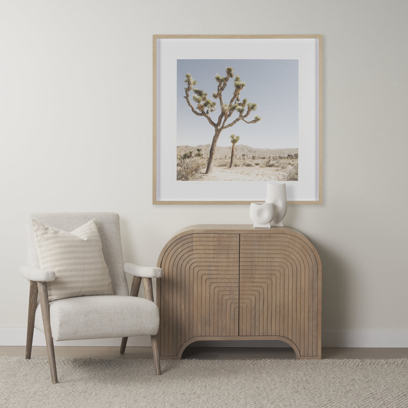 Fluted Mango Wood Accent Cabinet