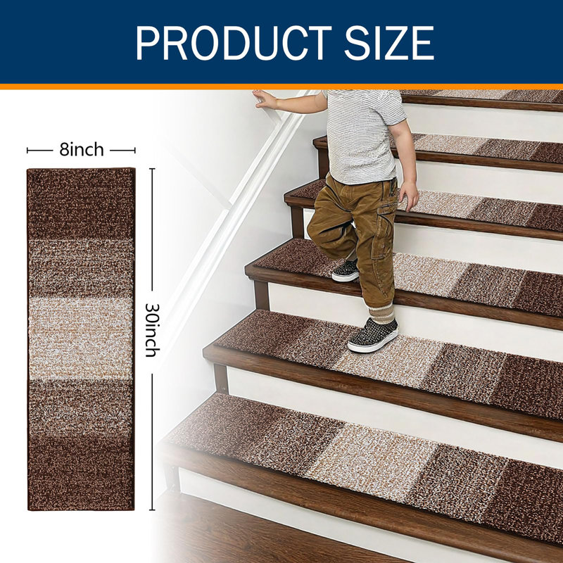 Tapis d'escalier antidérapants 15PCS, Brun