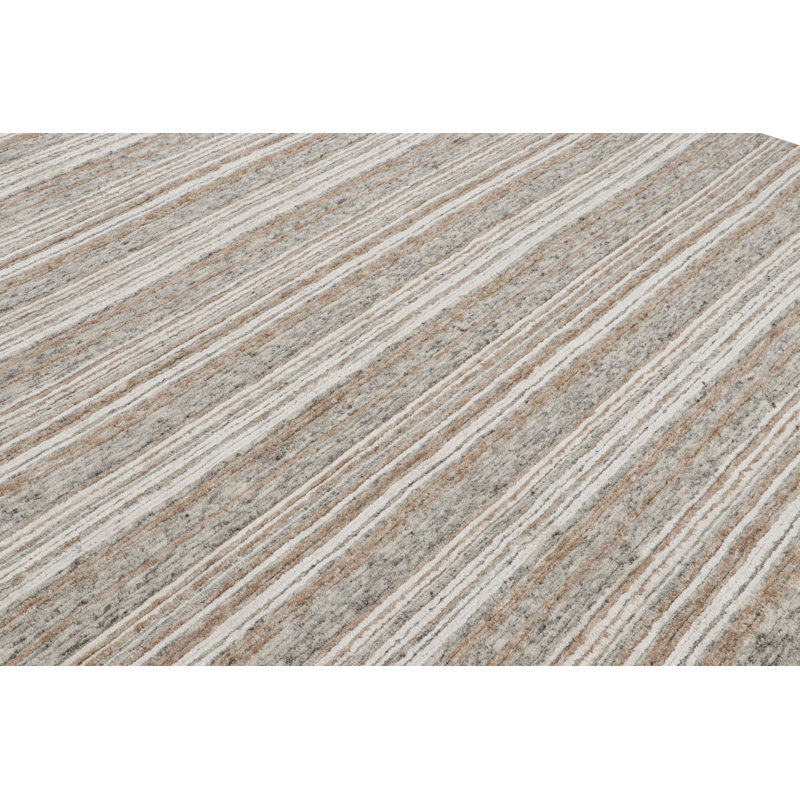 Rug & Kilim’S Textural Rug With Beige-Brown And Gray Stripes “Light On Loom”