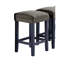 Ensemble de table de salle à manger 4 pièces 1X table 3X tabourets siège rembourré garniture cloutée port USB et prise de courant finition bleu et gris antique-2056586387-2056586384-2056586413