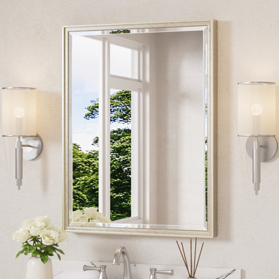Rectangle Beveled Bathroom Vanity Mirror with Aluminum Frame Accent Mirror Tempered Glass Decorative Mirror