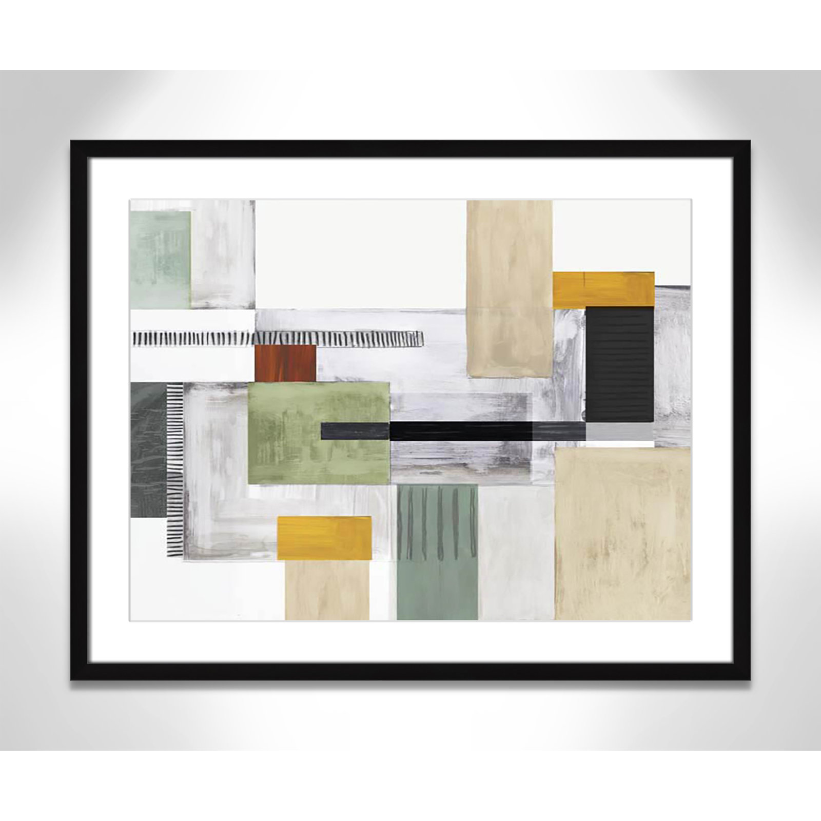 Playful Blocks Print by Tom Reeves, White, Black Box Picture Framed, 23.5" H x 29.5" W x 1.25" D