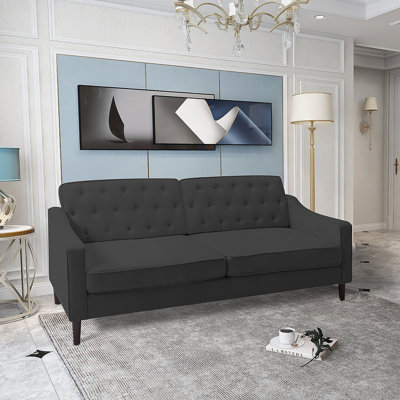 77.2” Square Arm Sofa Grey FABRIC