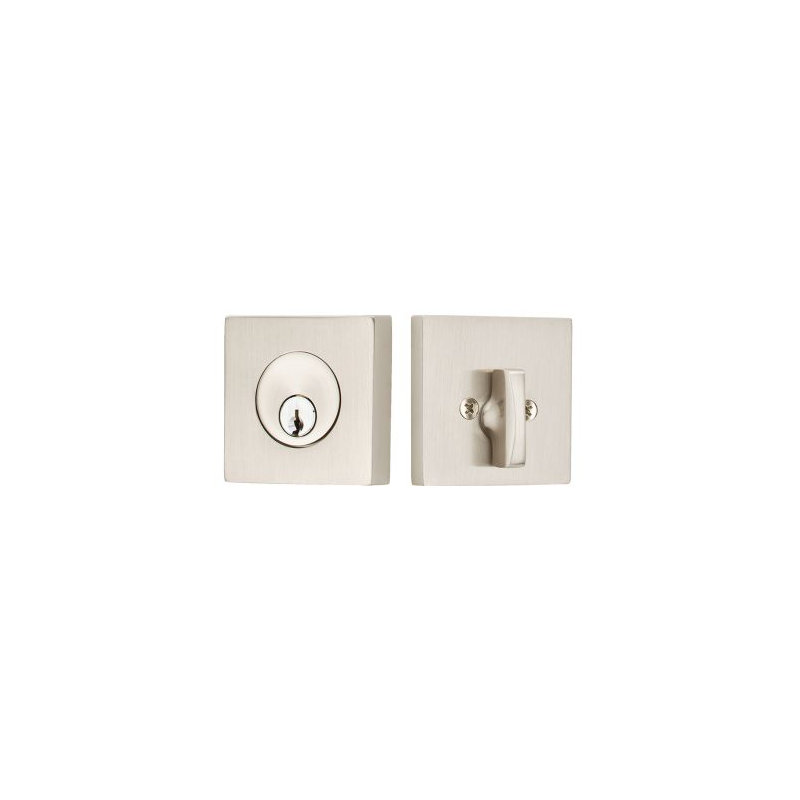 Square Single Cylinder Deadbolt Polished Chrome Finish, Satin Nickel