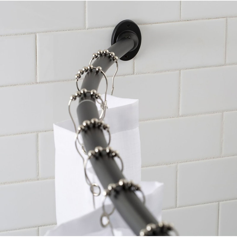 Rideau de douche noir mat 43 "à 72" courbé antidérapant antidérapant