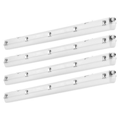 4FT LED Vapor Tight Light, 60W/50W/40W Selectable, 5000K Vapor Proof Light Fixture With 5400/6400/7400LM Adjustable, IP65 Waterproof For Parking Lot Warehouse Walk-In Freezer Car Wash, 4-Pack