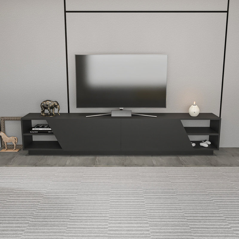 Modern TV Stand in Anthracite, 94.5 x 14.6 x 18.7 inches | 100% Melamine Coated Particle Board, Thickness: 0.7 inches | Sleek Design Perfect for Living Room & Entertainment Spaces, Durable and Stylish
