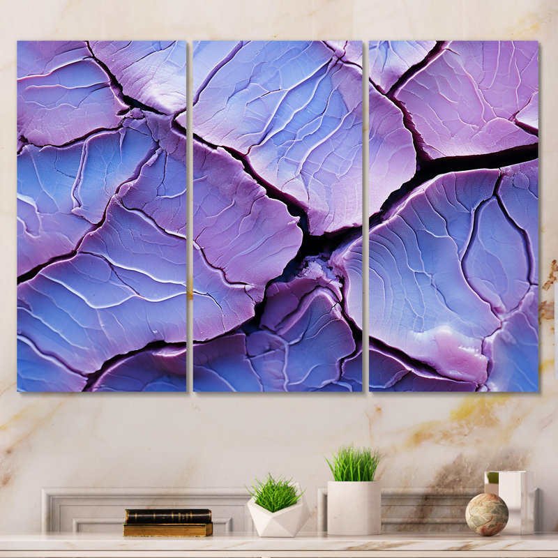 Pierre mauve volcanique Geode I - Art mural en pierre géode, H 28 po x l 36 po x P 1 po, Toile tendue