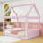 Full-Size Corduroy Upholstered House-Shaped Daybed with LED Light-1602319669