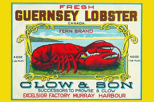 « fraîche guernesey homard », affiche rétro, H 24 po x l 36 po x P 1,5 po