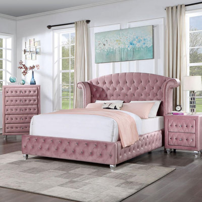 Glam Contemporary Upholstered Bed