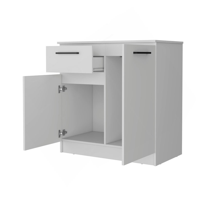 Commode Clarion avec 1 tiroir et 2 portes, Blanc