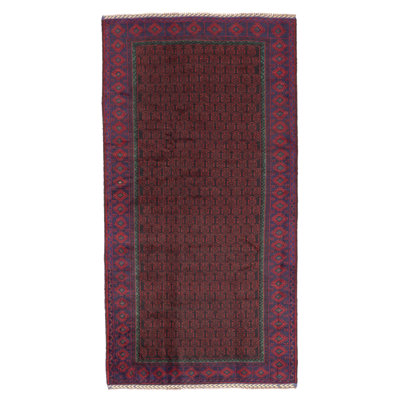 Tapis noir et rouge Teimani 3 pi 2 po x 6 pi 6 po