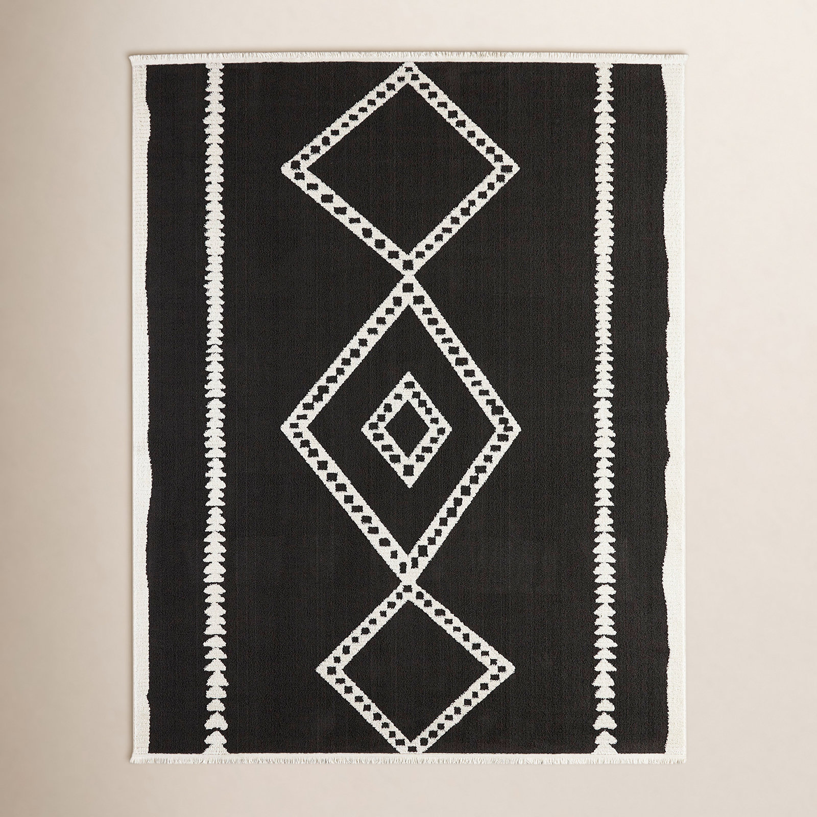 Lange Black White Southwestern Rug, Rectangle 5'3" x 7'2"