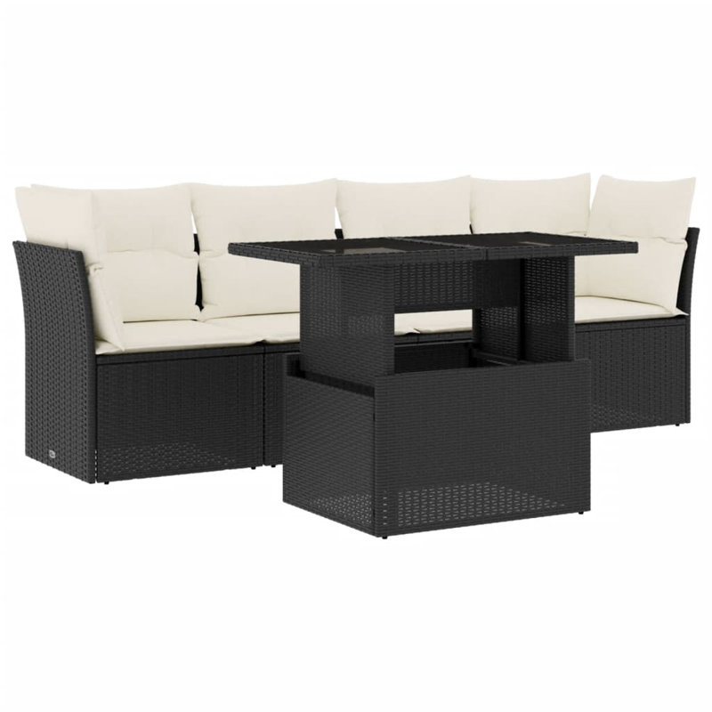 Ensemble de canapé de jardin Vidaxl noir et blanc crème
