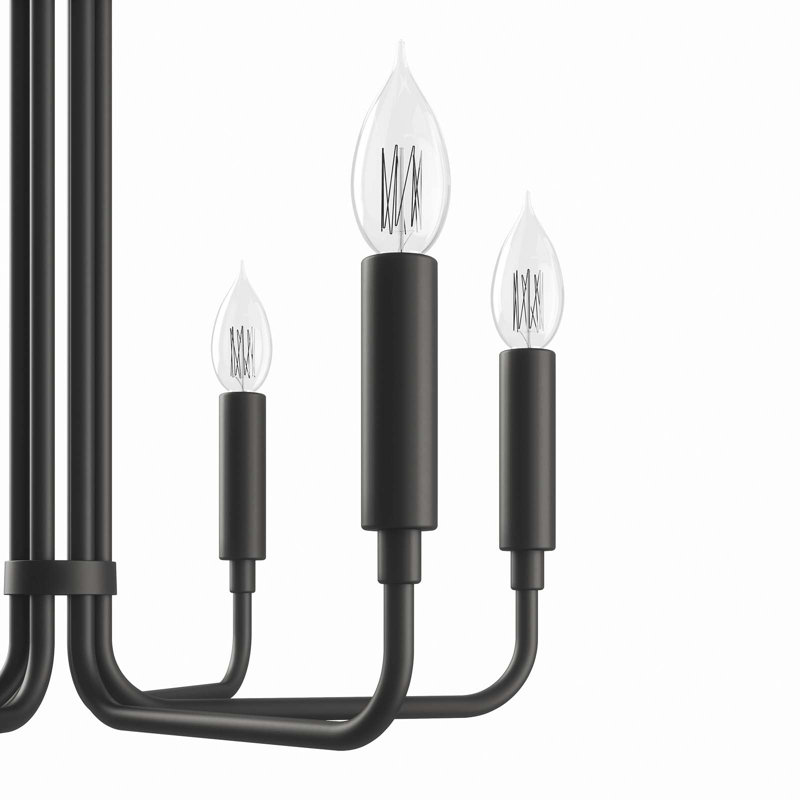 Black 6-Light Chandelier with Ceramic Lamp Holders