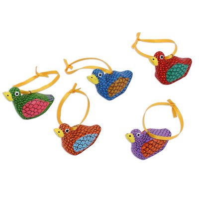 1.2'' Handmade Wood Animals Hanging Figurine Ornament