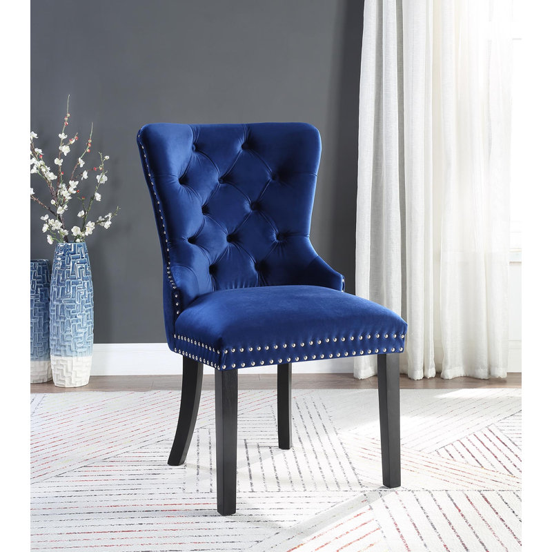 Chaise en velours Belrue, Bleu