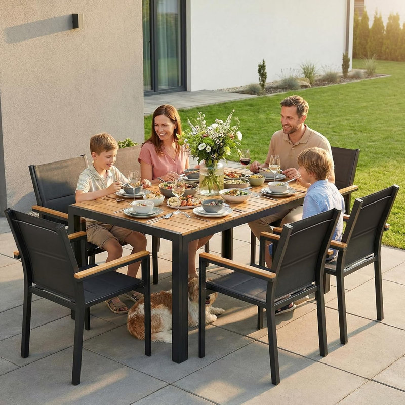 Stacking Patio Dining Armchair, Black