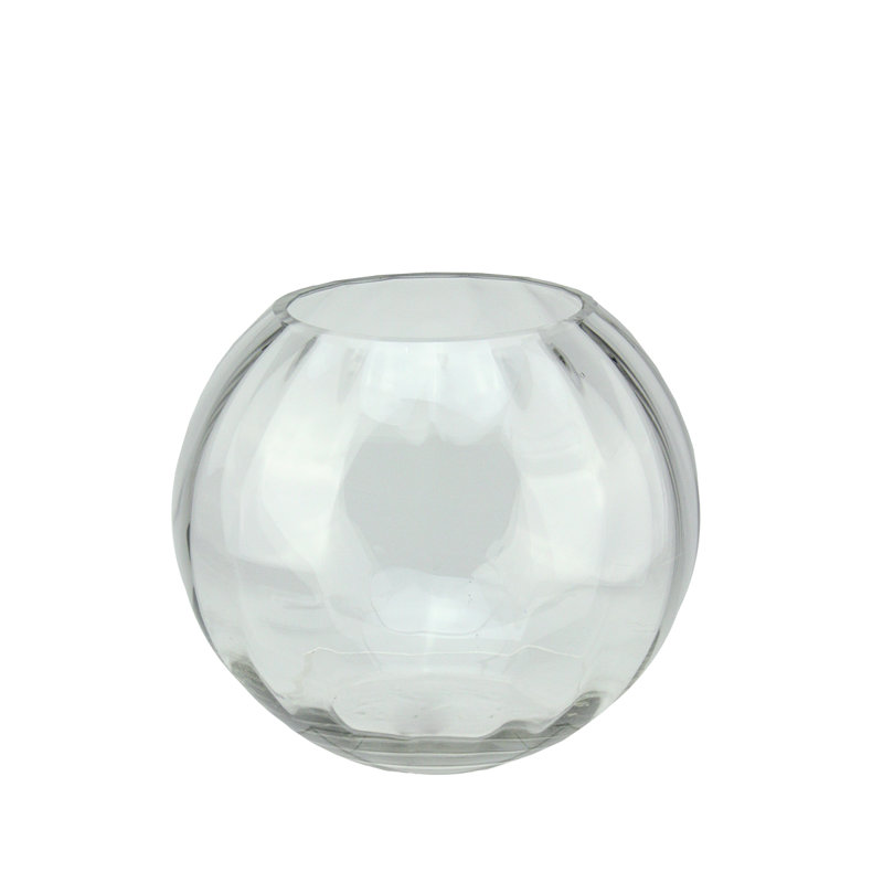 Bol rond transparent transparent en verre segmenté contemporain, H 8,75 po x l 8 po x P 8 po