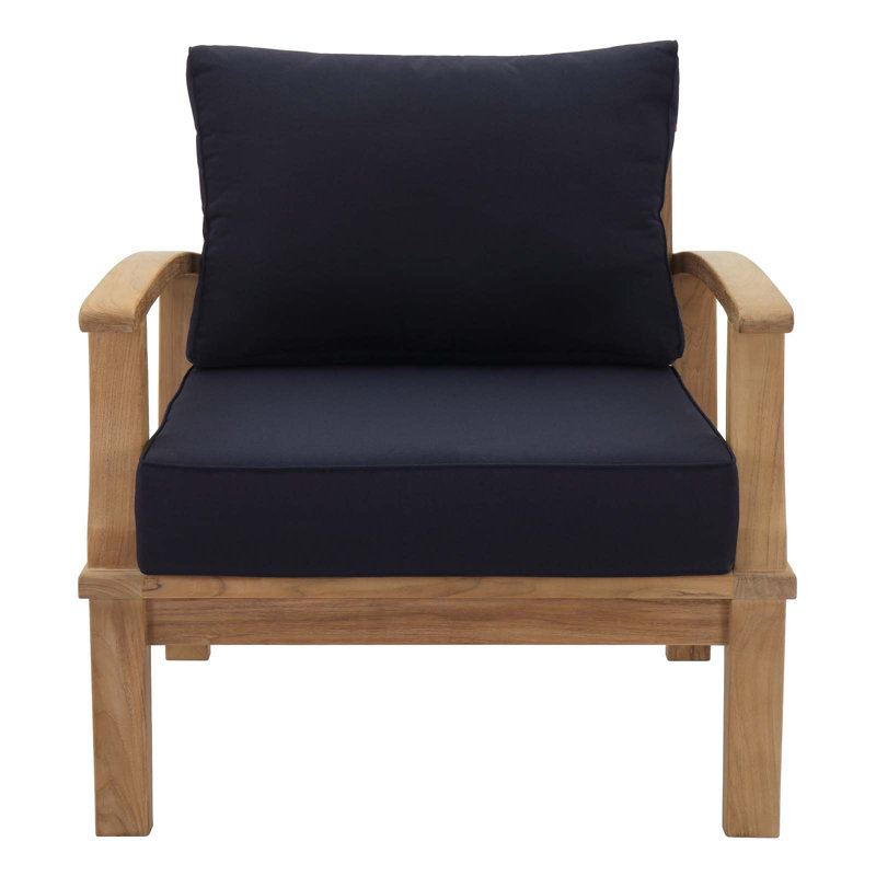 Fauteuil d'extérieur en teck Marina de Modway, Bleu marine