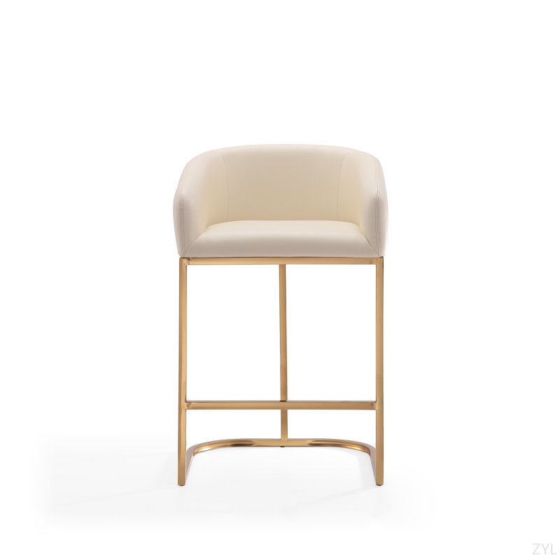 Tabouret de comptoir rembourré Louvre, Crème, crème