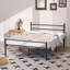 YT 28cm Metal Bed Frame with Headboard/ Steel Slat Support/Mattress Foundation-1562938202