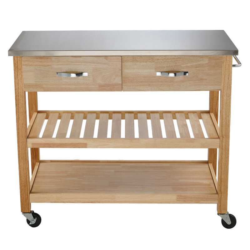 Cherise Kitchen Cart with Customizable Countertop, Stainless Steel